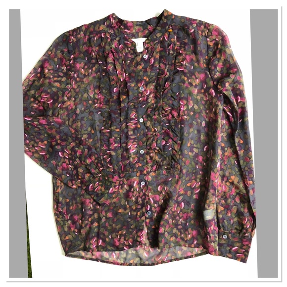 J. Crew Bayberry Flouncette floral Blouse ruffle - Picture 4 of 7
